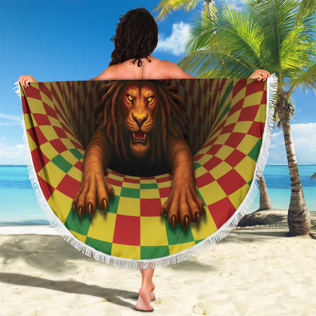 Jamaica Reggae Lion Beach Blanket Reggae Optical 3D Illusion - Wonder Print Shop