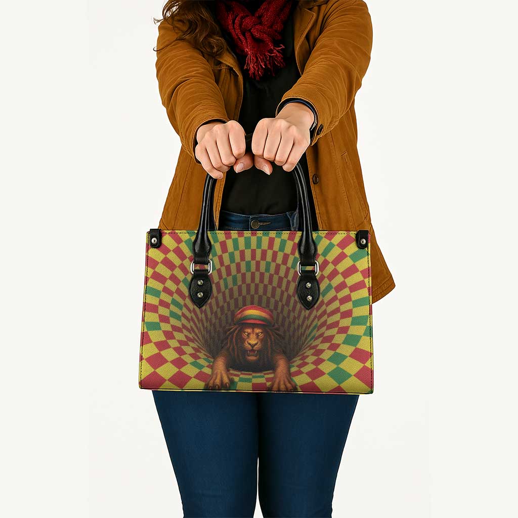 Jamaica Reggae Lion Leather Bag Reggae Optical 3D Illusion - Wonder Print Shop