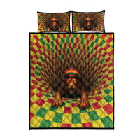 Jamaica Reggae Lion Quilt Bed Set Reggae Optical 3D Illusion - Wonder Print Shop