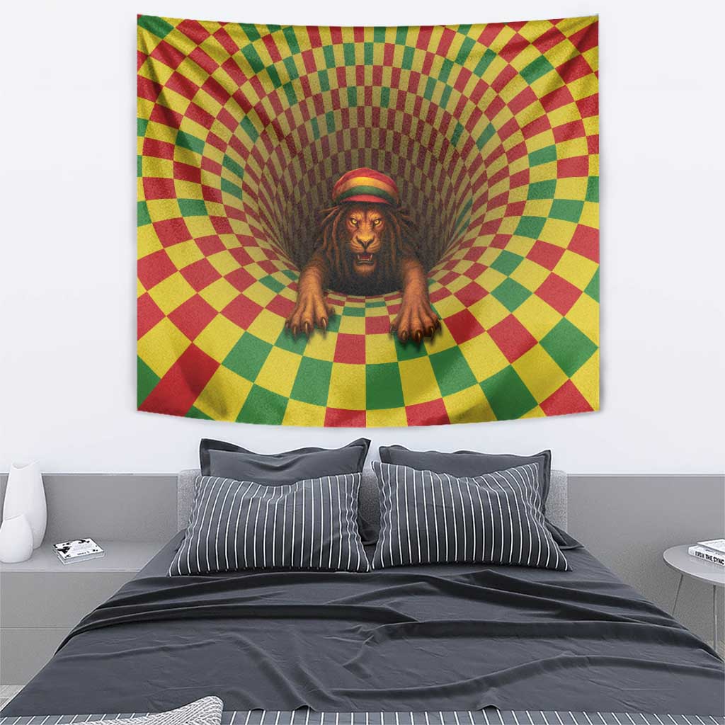Jamaica Reggae Lion Tapestry Reggae Optical 3D Illusion - Wonder Print Shop