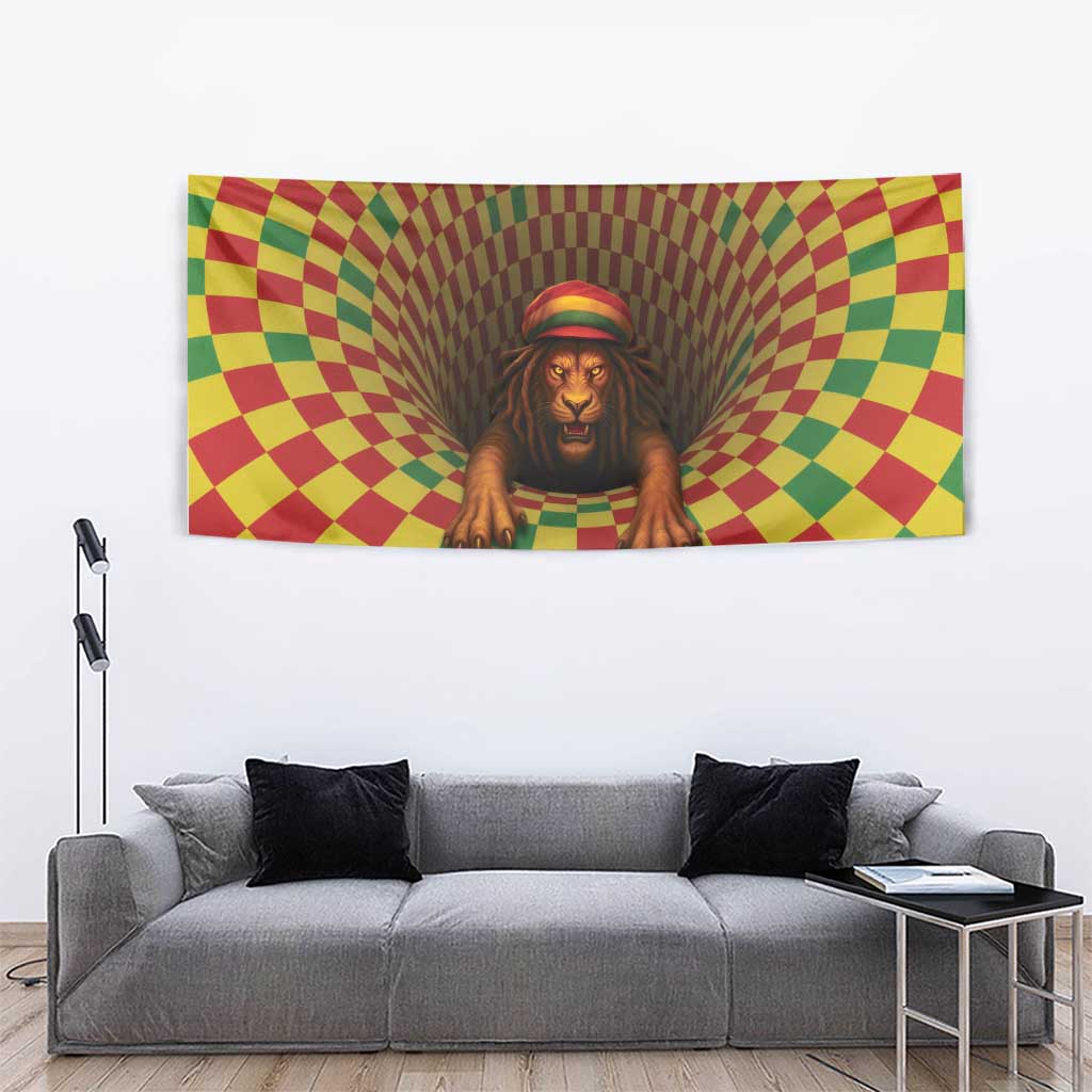 Jamaica Reggae Lion Tapestry Reggae Optical 3D Illusion - Wonder Print Shop