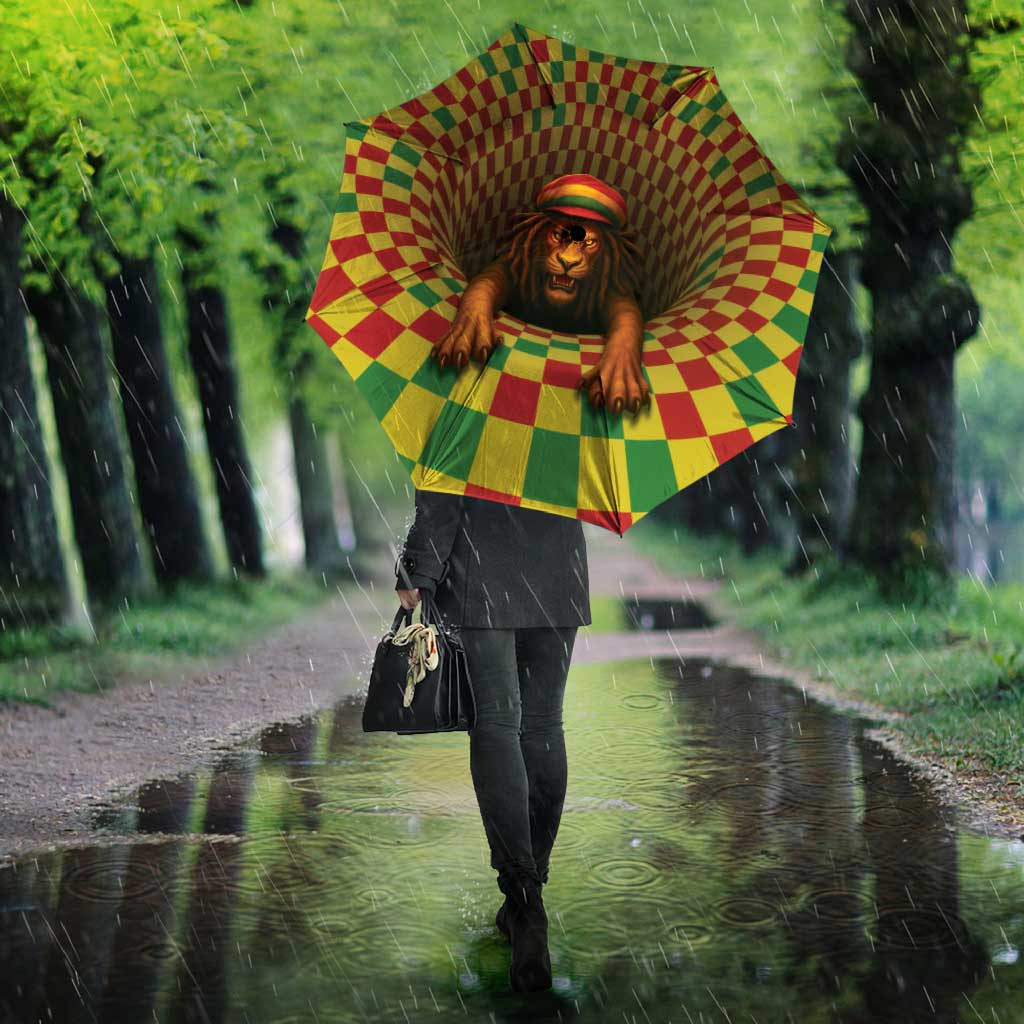 Jamaica Reggae Lion Umbrella Reggae Optical 3D Illusion - Wonder Print Shop