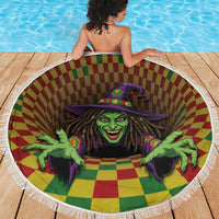 Jamaica Reggae Witch Beach Blanket Reggae Optical 3D Illusion - Wonder Print Shop