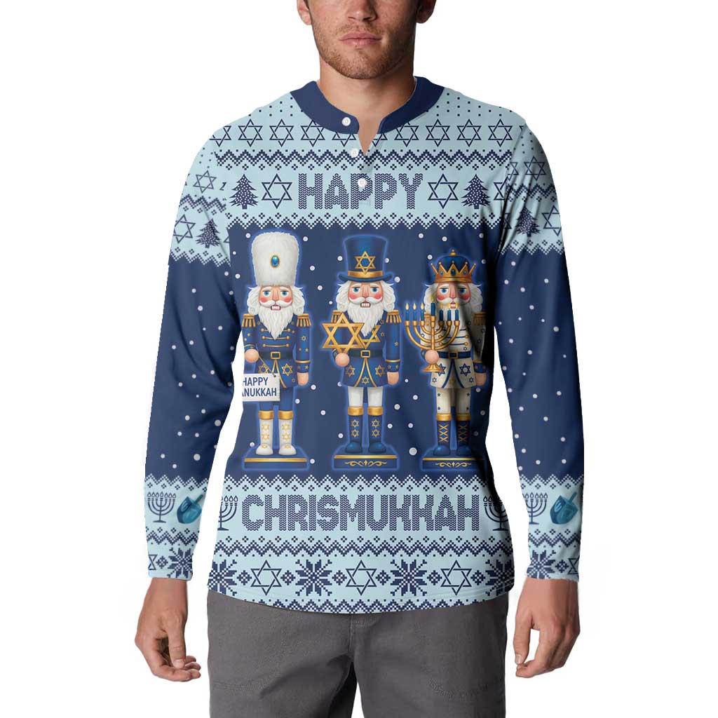 Chrismukkah Nutcracker Button Sweatshirt Funny Hanukkah Xmas Style - Wonder Print Shop