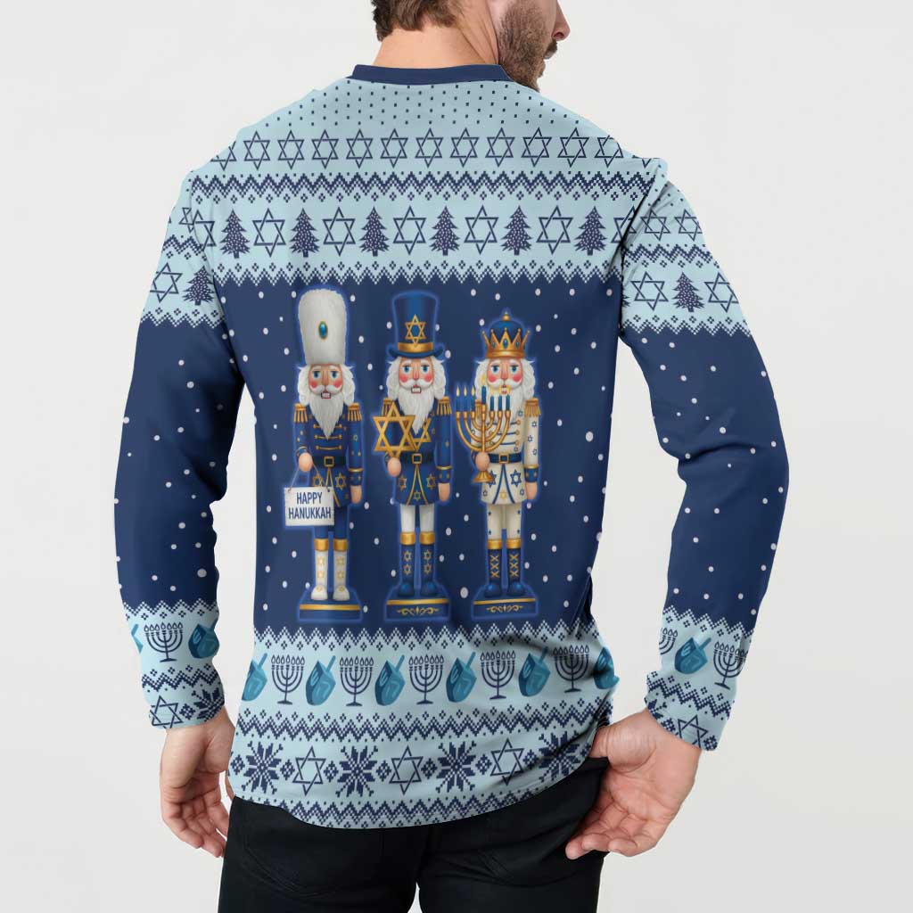 Chrismukkah Nutcracker Button Sweatshirt Funny Hanukkah Xmas Style - Wonder Print Shop