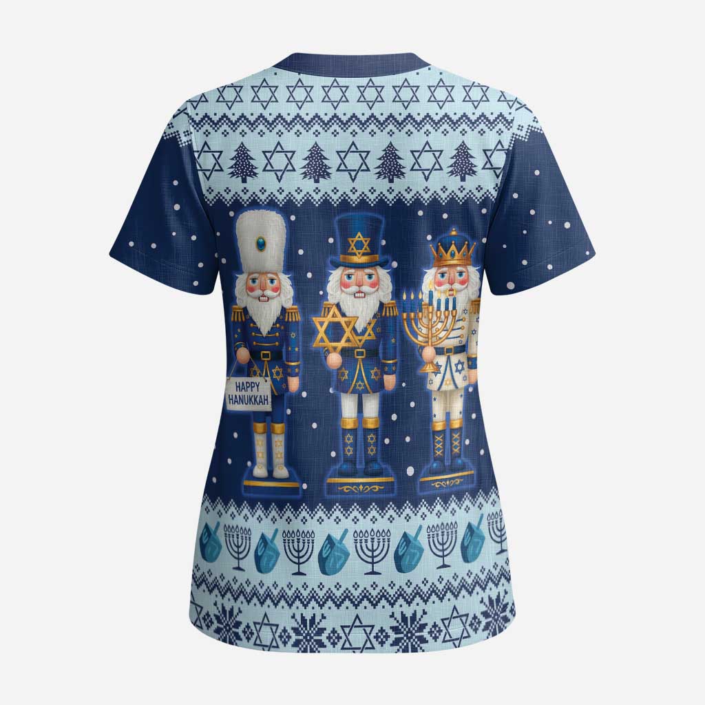 Chrismukkah Nutcracker Scrub Top Funny Hanukkah Xmas Style - Wonder Print Shop