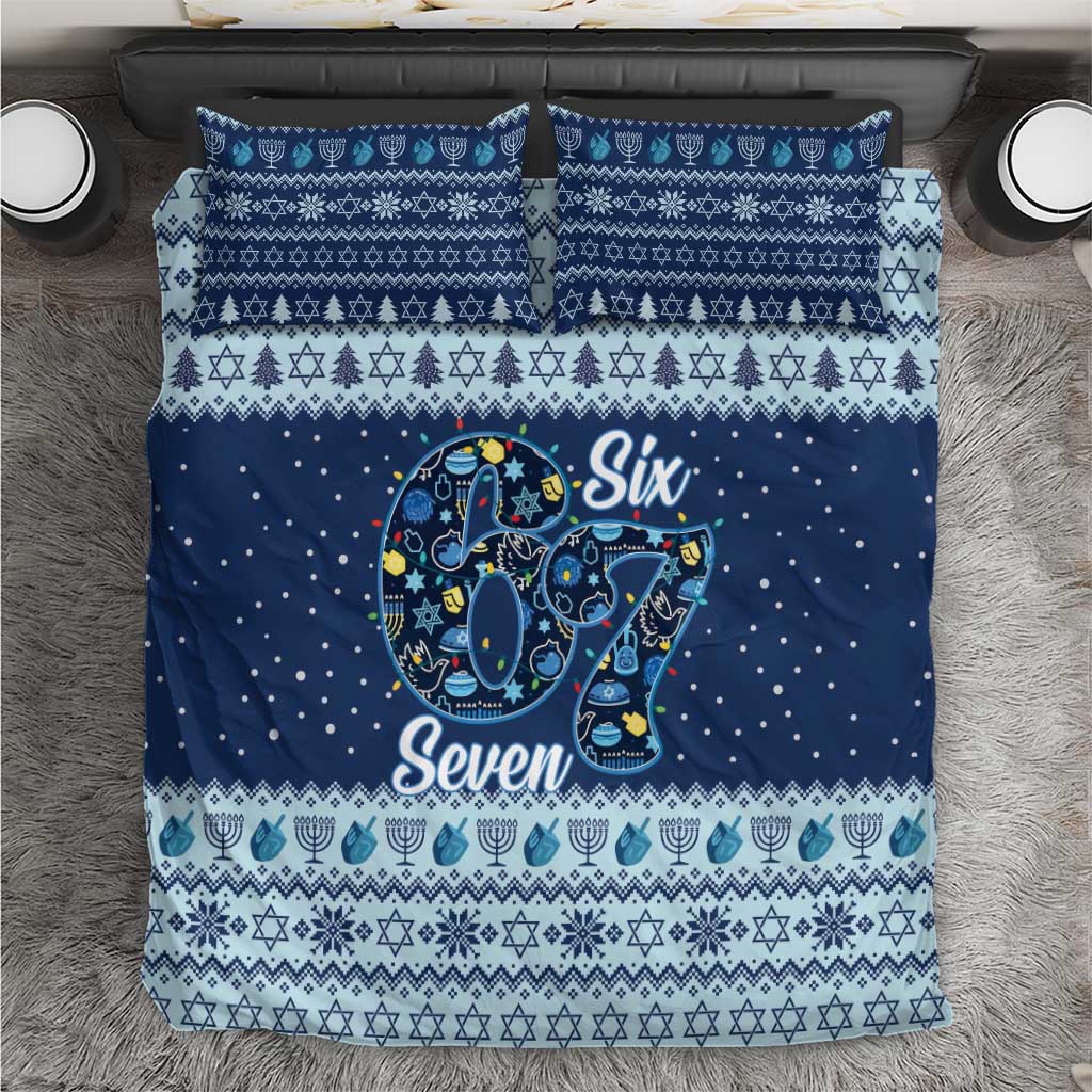 Funny Hanukkah Six Seven Bedding Set Gen Alpha Meme Vibes - Wonder Print Shop