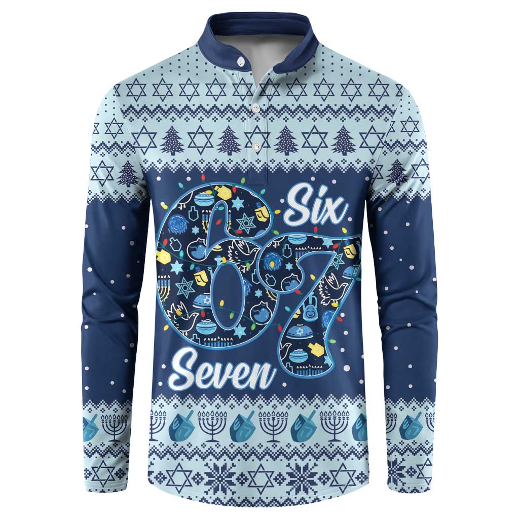 Funny Hanukkah Six Seven Button Sweatshirt Gen Alpha Meme Vibes - Wonder Print Shop