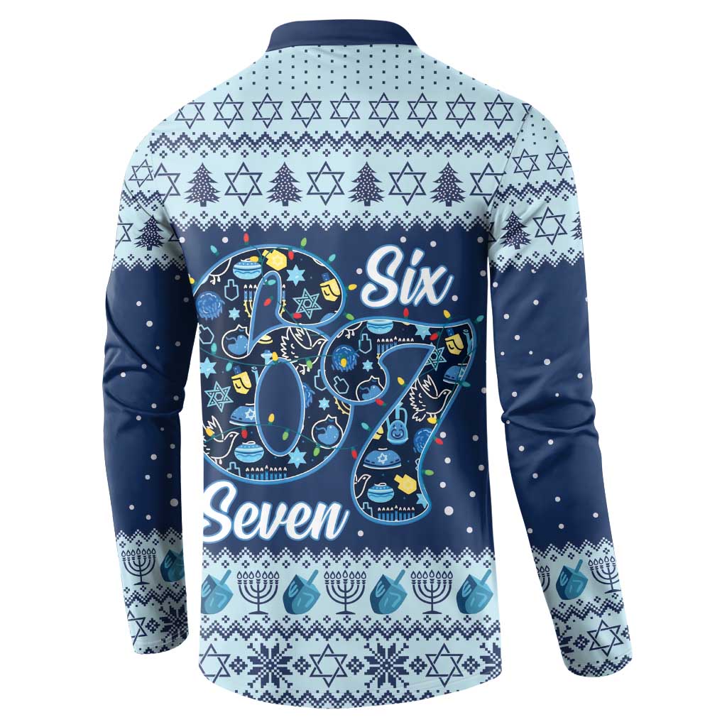 Funny Hanukkah Six Seven Button Sweatshirt Gen Alpha Meme Vibes - Wonder Print Shop