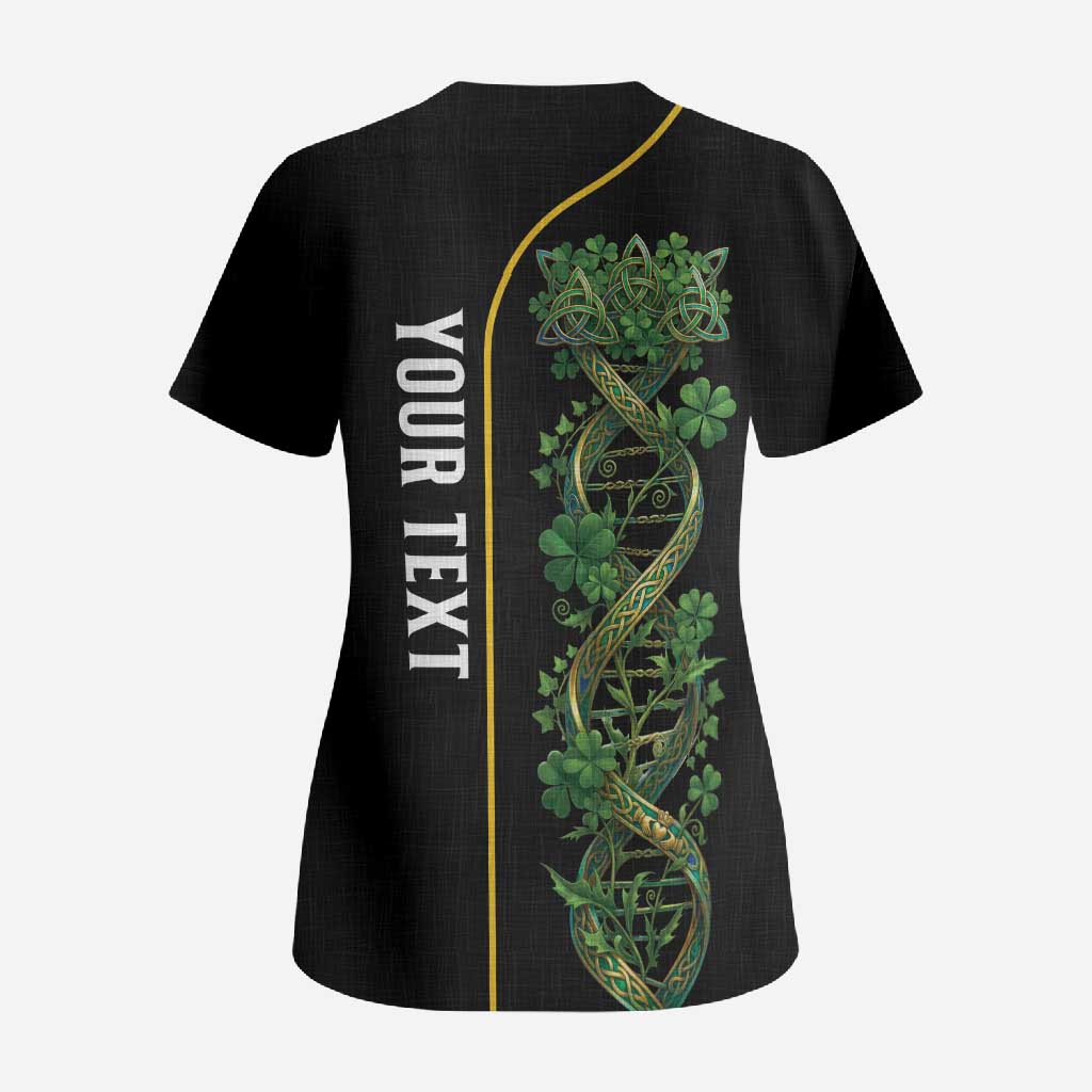 Personalized Irish Shamrock DNA Scrub Top It's In My DNA Pride Art