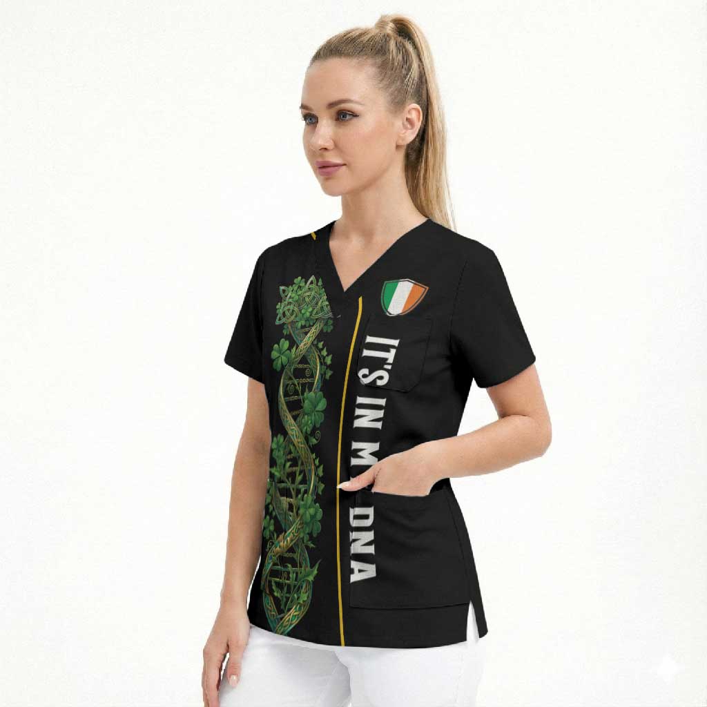Personalized Irish Shamrock DNA Scrub Top It's In My DNA Pride Art