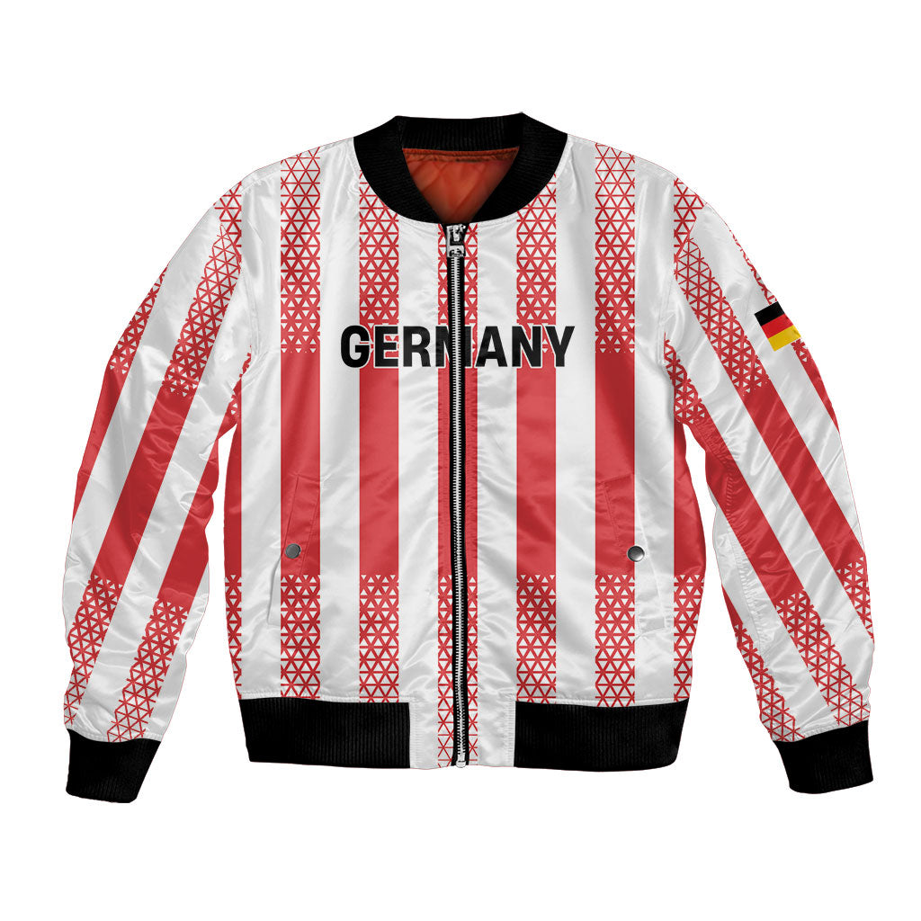 Custom German European Football Champions Bomber Jacket Rot Weiss Geometric Stripes