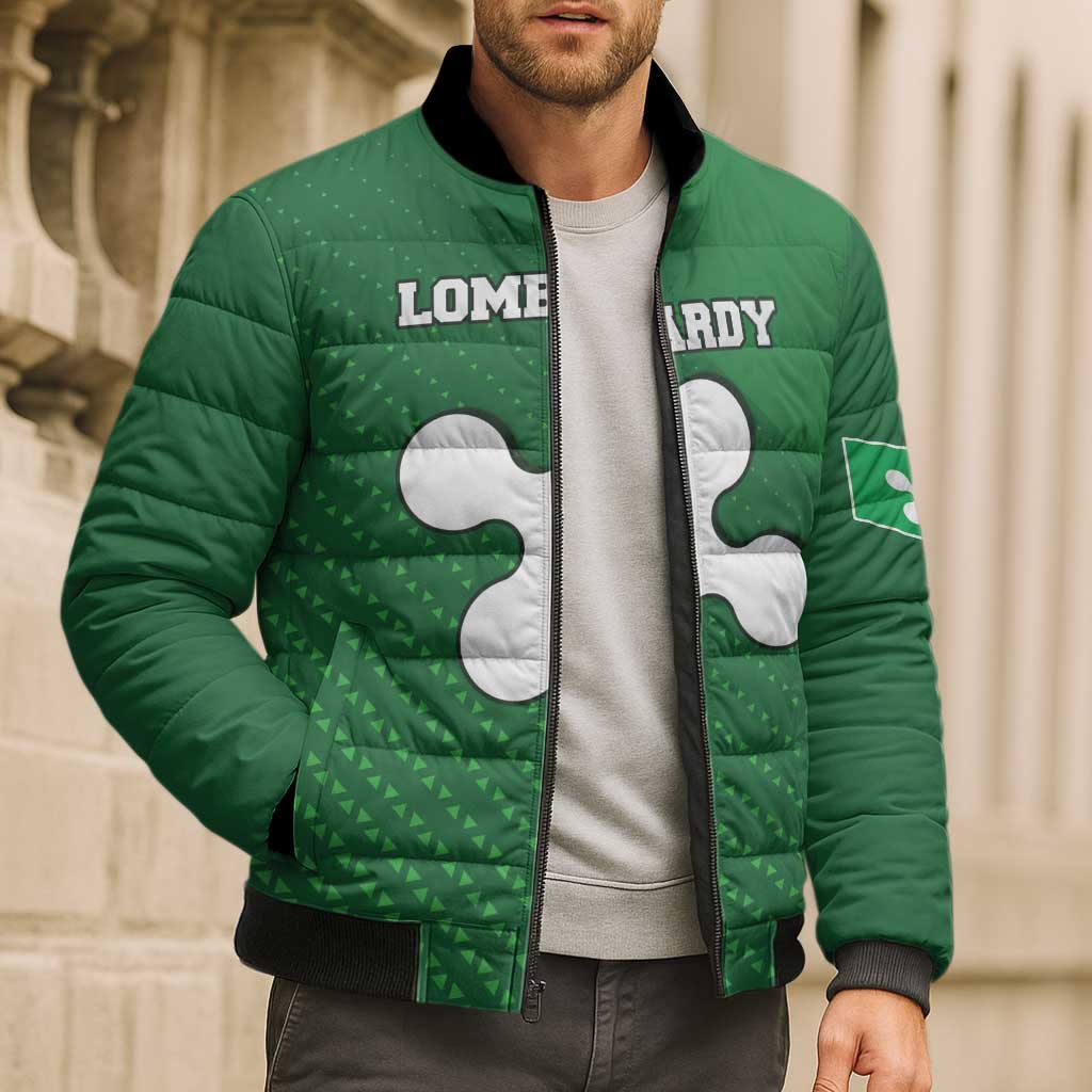 Italy Lombardy Bomber Puffer Jacket Map With Flag Style - Wonder Print Shop