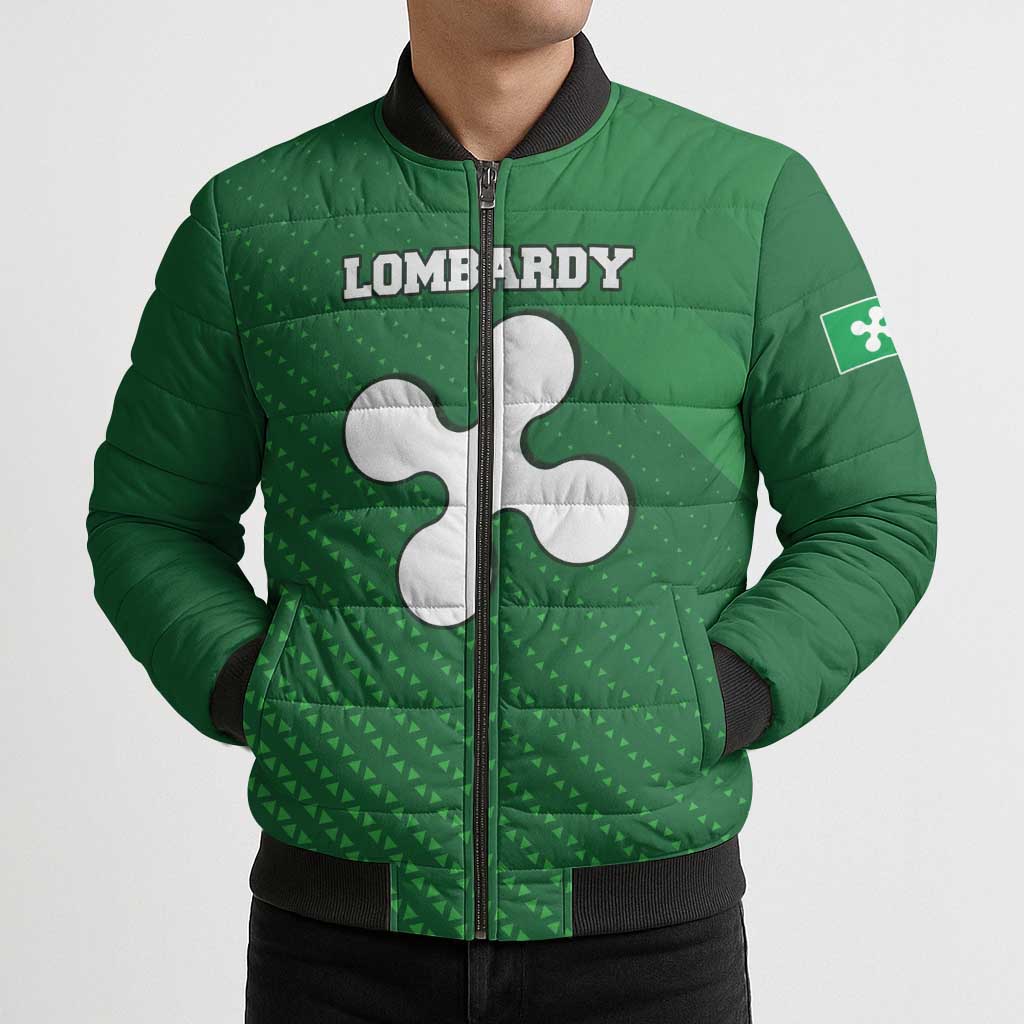 Italy Lombardy Bomber Puffer Jacket Map With Flag Style - Wonder Print Shop