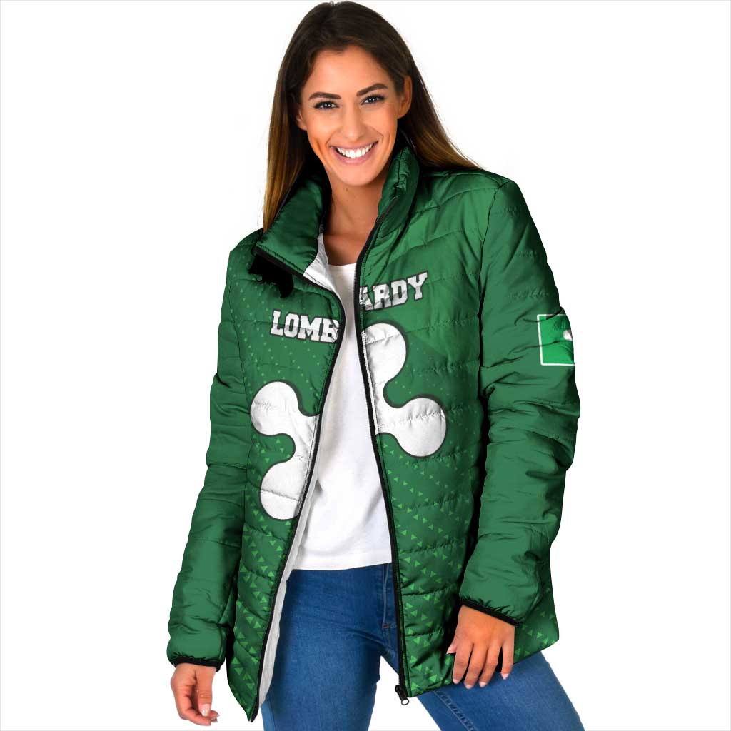 Italy Lombardy Padded Jacket Map With Flag Style - Wonder Print Shop