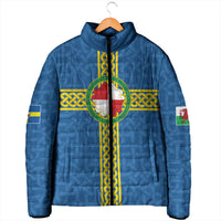 Pembrokeshire Wales Padded Jacket Flag And Map Celtic Style - Wonder Print Shop
