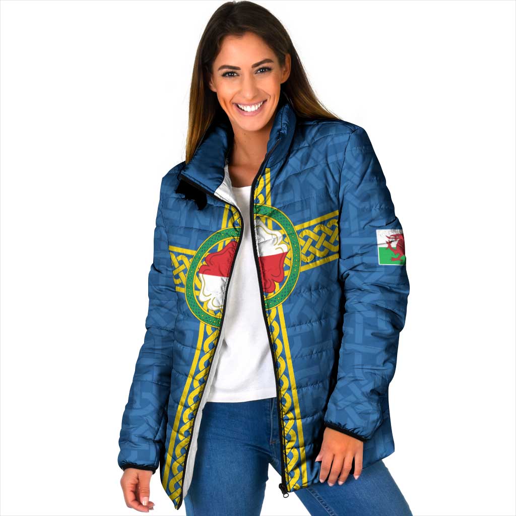 Pembrokeshire Wales Padded Jacket Flag And Map Celtic Style - Wonder Print Shop