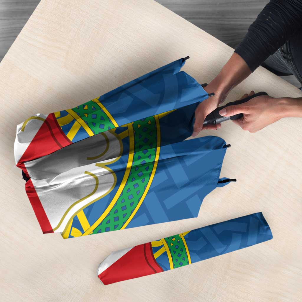 Pembrokeshire Wales Umbrella Flag And Map Celtic Style - Wonder Print Shop
