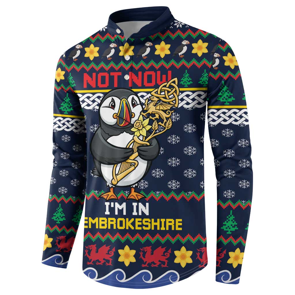 Personalized Pembrokeshire Wales Christmas Button Sweatshirt The Lovespoon Puffin - Wonder Print Shop