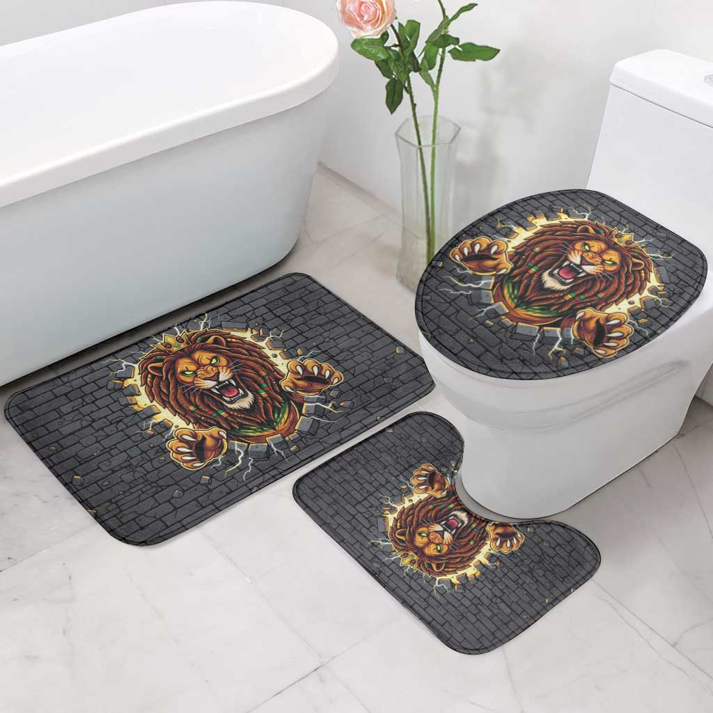 Jamaica Rasta Lion Bathroom Set Reggae Lion Breaking Wall Design - Wonder Print Shop