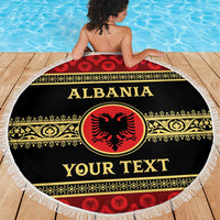 Personalized Albania Eagle Beach Blanket Red and Black Heritage - Wonder Print Shop