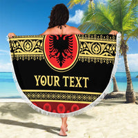 Personalized Albania Eagle Beach Blanket Red and Black Heritage - Wonder Print Shop
