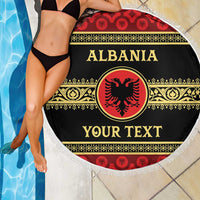 Personalized Albania Eagle Beach Blanket Red and Black Heritage - Wonder Print Shop