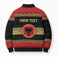Personalized Albania Eagle Bomber Puffer Jacket Red and Black Heritage - Wonder Print Shop