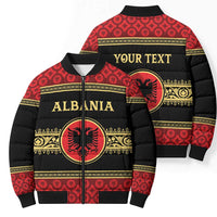 Personalized Albania Eagle Bomber Puffer Jacket Red and Black Heritage - Wonder Print Shop