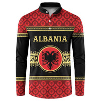 Personalized Albania Eagle Button Sweatshirt Red and Black Heritage - Wonder Print Shop