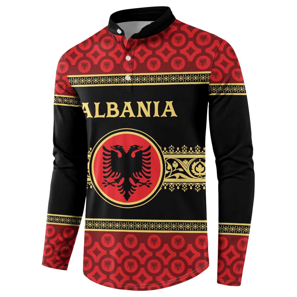 Personalized Albania Eagle Button Sweatshirt Red and Black Heritage - Wonder Print Shop