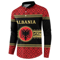 Personalized Albania Eagle Button Sweatshirt Red and Black Heritage - Wonder Print Shop