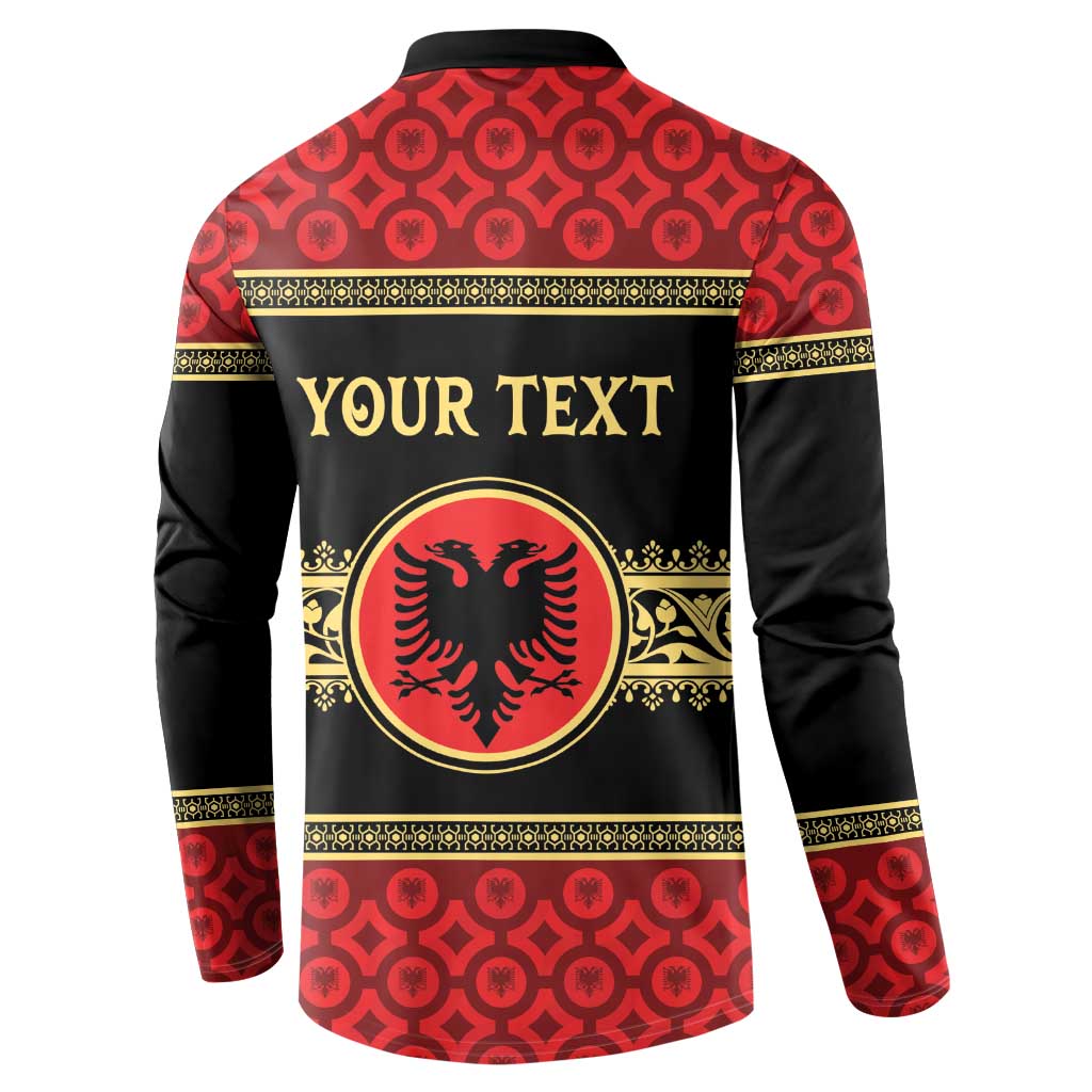 Personalized Albania Eagle Button Sweatshirt Red and Black Heritage - Wonder Print Shop