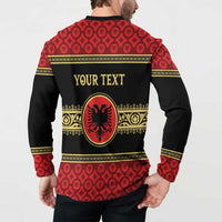 Personalized Albania Eagle Button Sweatshirt Red and Black Heritage - Wonder Print Shop