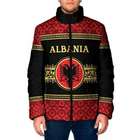 Personalized Albania Eagle Padded Jacket Red and Black Heritage - Wonder Print Shop