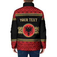 Personalized Albania Eagle Padded Jacket Red and Black Heritage - Wonder Print Shop
