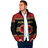 Personalized Albania Eagle Padded Jacket Red and Black Heritage - Wonder Print Shop