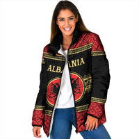 Personalized Albania Eagle Padded Jacket Red and Black Heritage - Wonder Print Shop