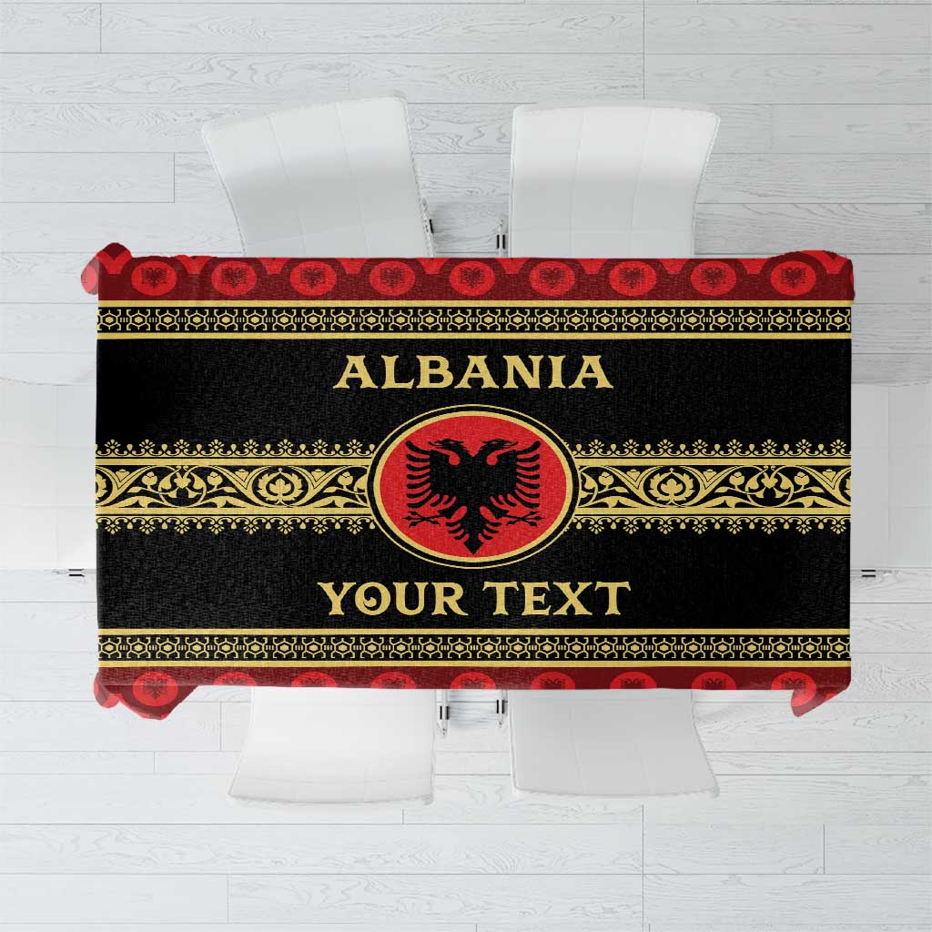 Personalized Albania Eagle Tablecloth Red and Black Heritage - Wonder Print Shop