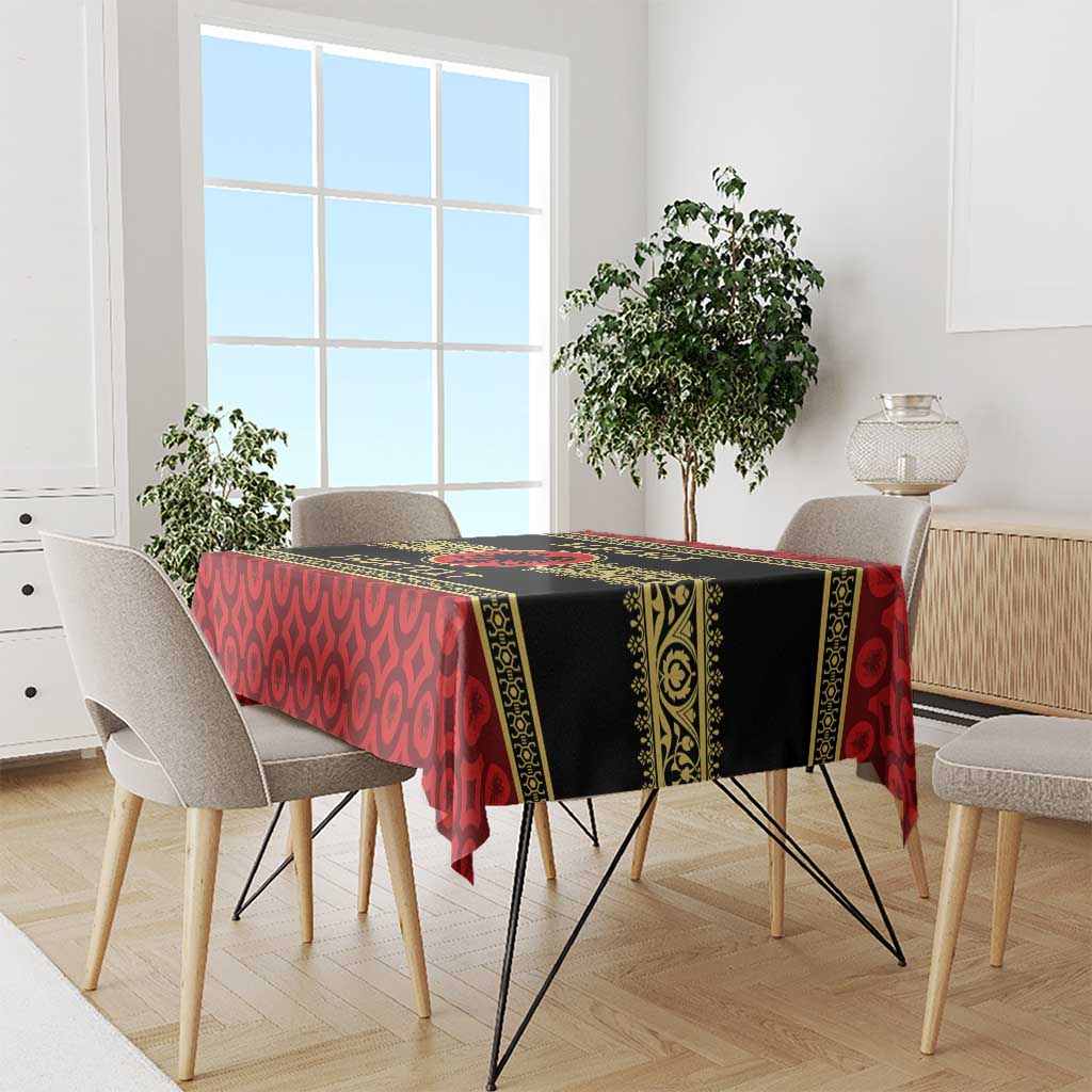 Personalized Albania Eagle Tablecloth Red and Black Heritage - Wonder Print Shop