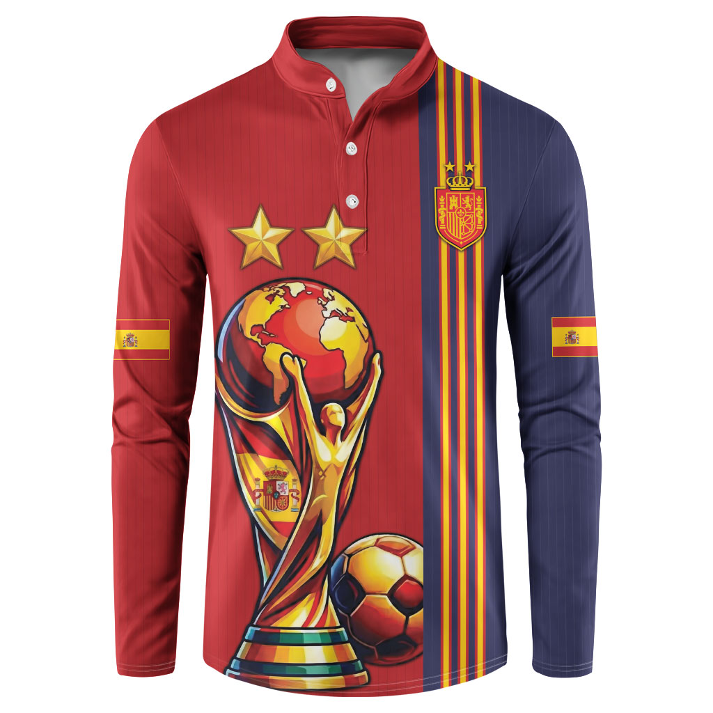 Custom World Football 2026 Spain Button Sweatshirt Road To The Champions - Wonder Print Shop