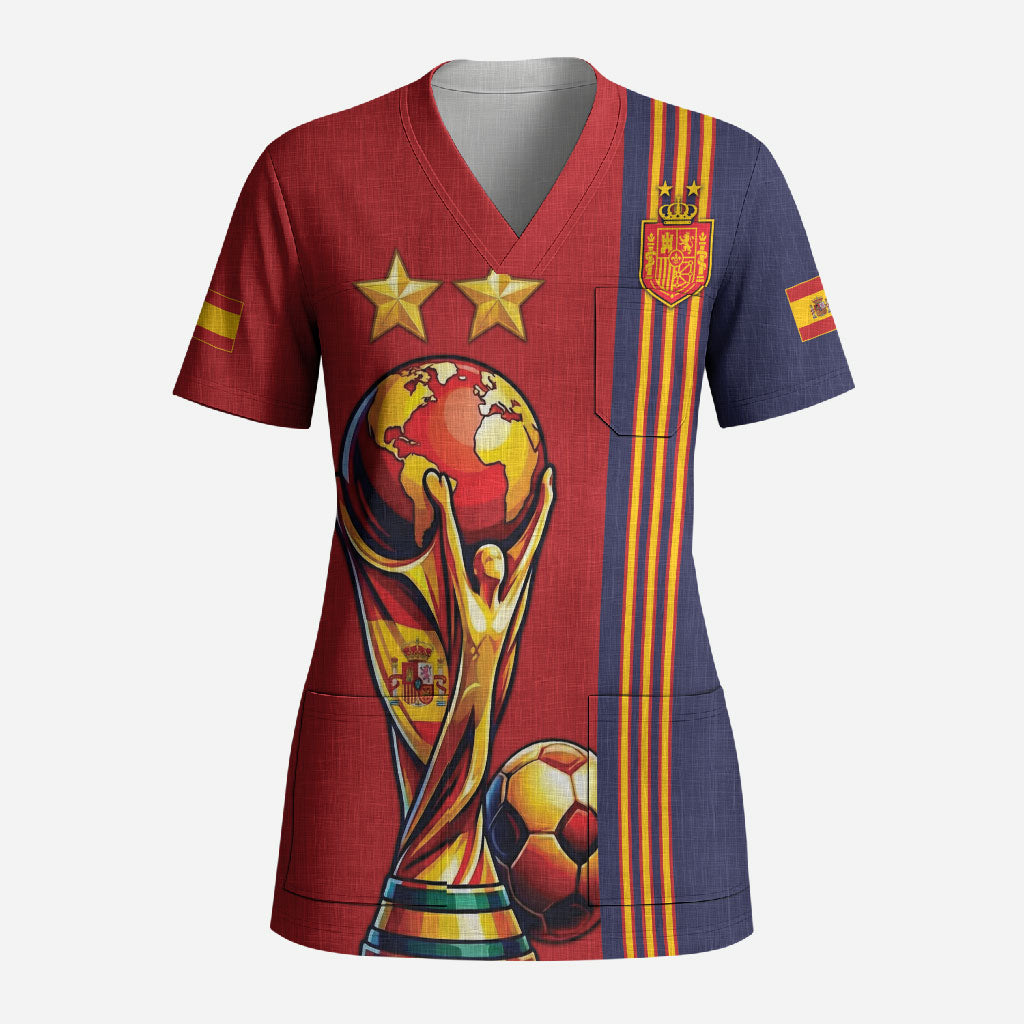 Custom World Football 2026 Spain Scrub Top Road To The Champions - Wonder Print Shop