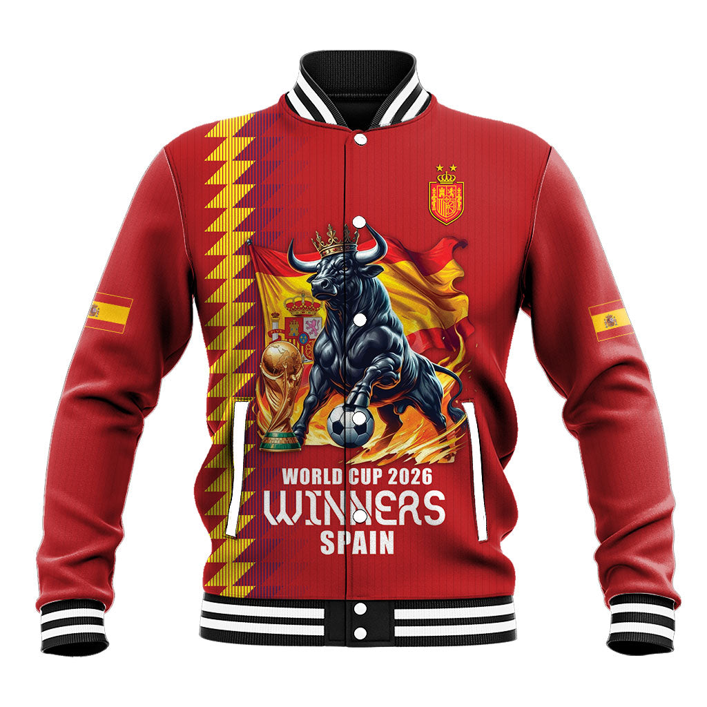 Custom World Football 2026 Spain Baseball Jacket Spanish Bull Rising Champions - Wonder Print Shop