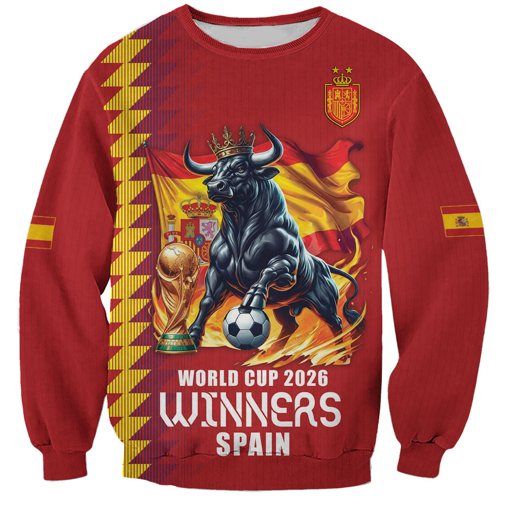 Custom World Football 2026 Spain Sweatshirt Spanish Bull Rising Champions - Wonder Print Shop