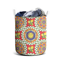 Green Sicilian Majolica Lemon Sun Art Laundry Basket