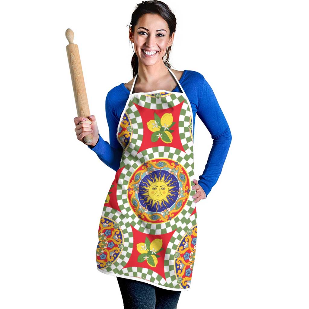 Green Sicilian Majolica Lemon Sun Art Apron