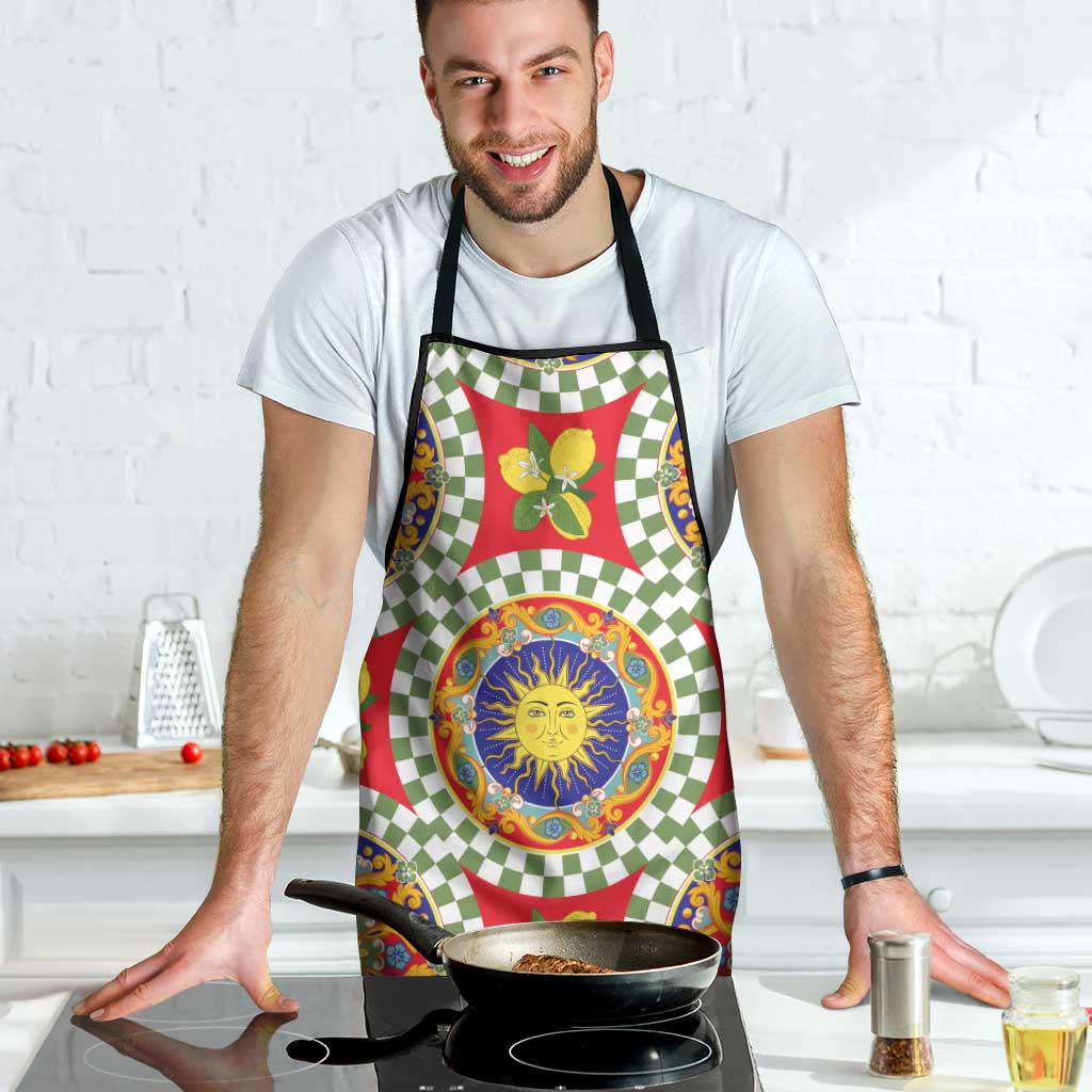 Green Sicilian Majolica Lemon Sun Art Apron