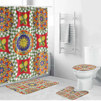 Green Sicilian Majolica Lemon Sun Art Bathroom Set