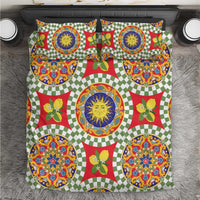 Green Sicilian Majolica Lemon Sun Art Bedding Set