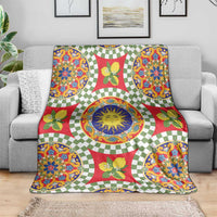 Green Sicilian Majolica Lemon Sun Art Blanket